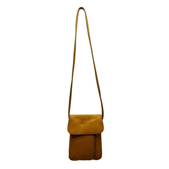 Tignanello Handbags - Tignanello Women’s Yellow Leather With Front Zip Pocket Crossbody Bag